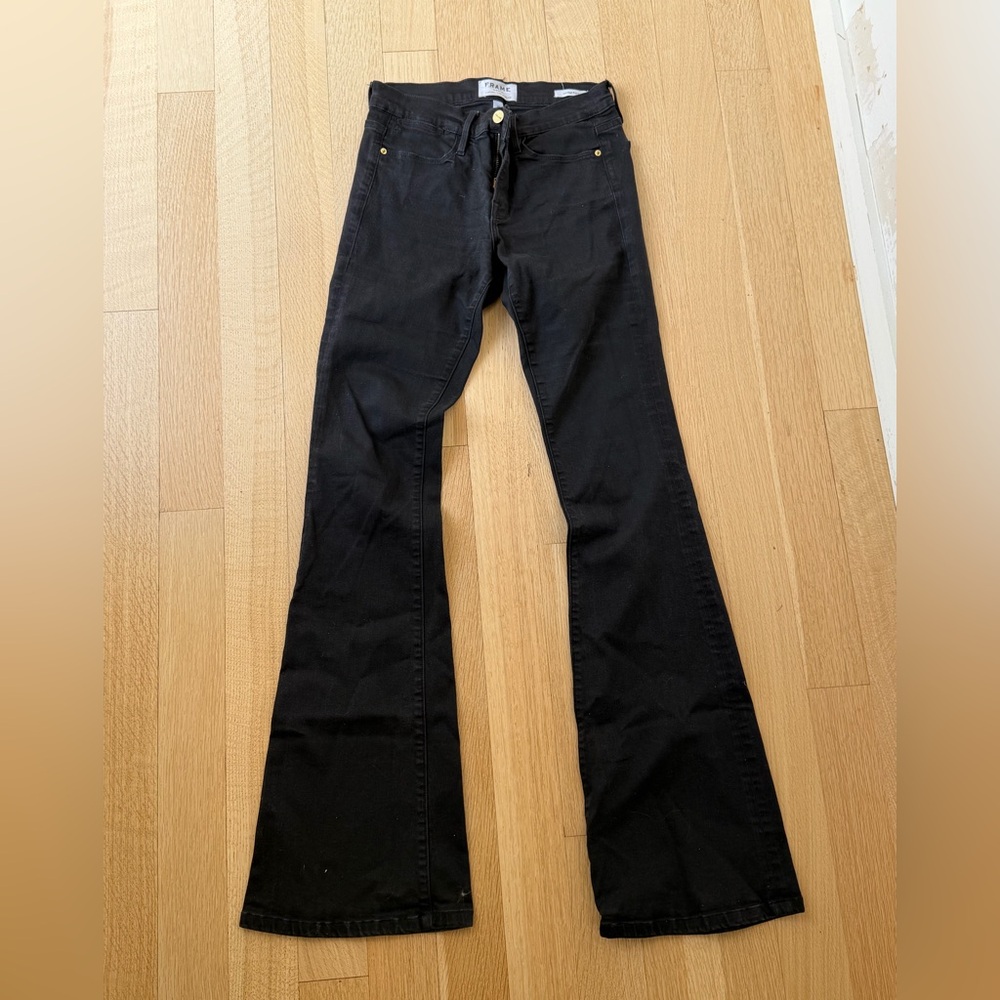 Frame Denim Black Flare Jeans